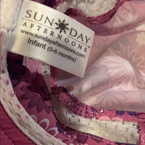 Floral Pink and Purple Infant/Baby Bucket Sun Hat UPF 50+ 0-6 months - Picture 4 of 5